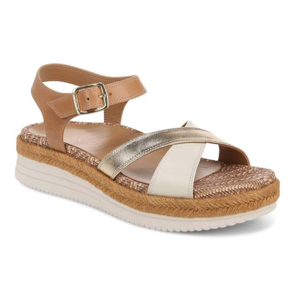Vionic Mar Strappy Womens 10 Camel Gold Leather Criss Cross Sandals GAL1900